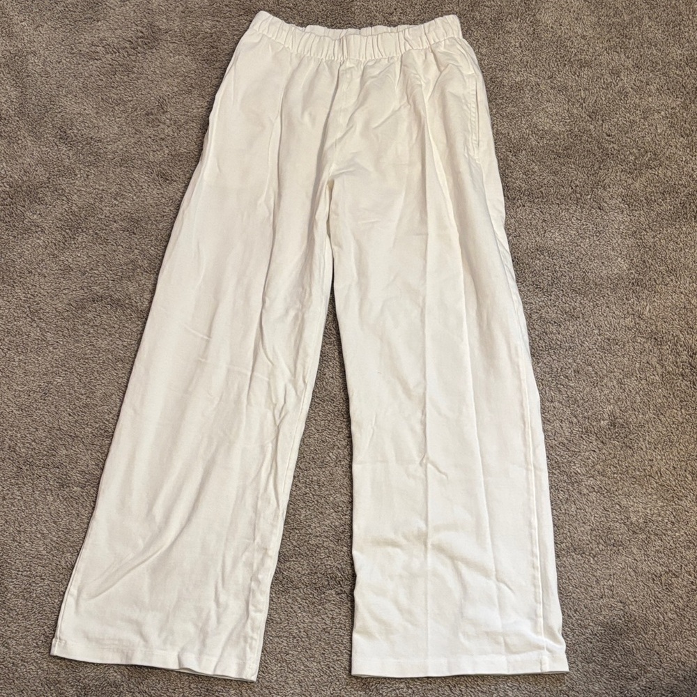 Brandy White Wide-Leg Sweatpants